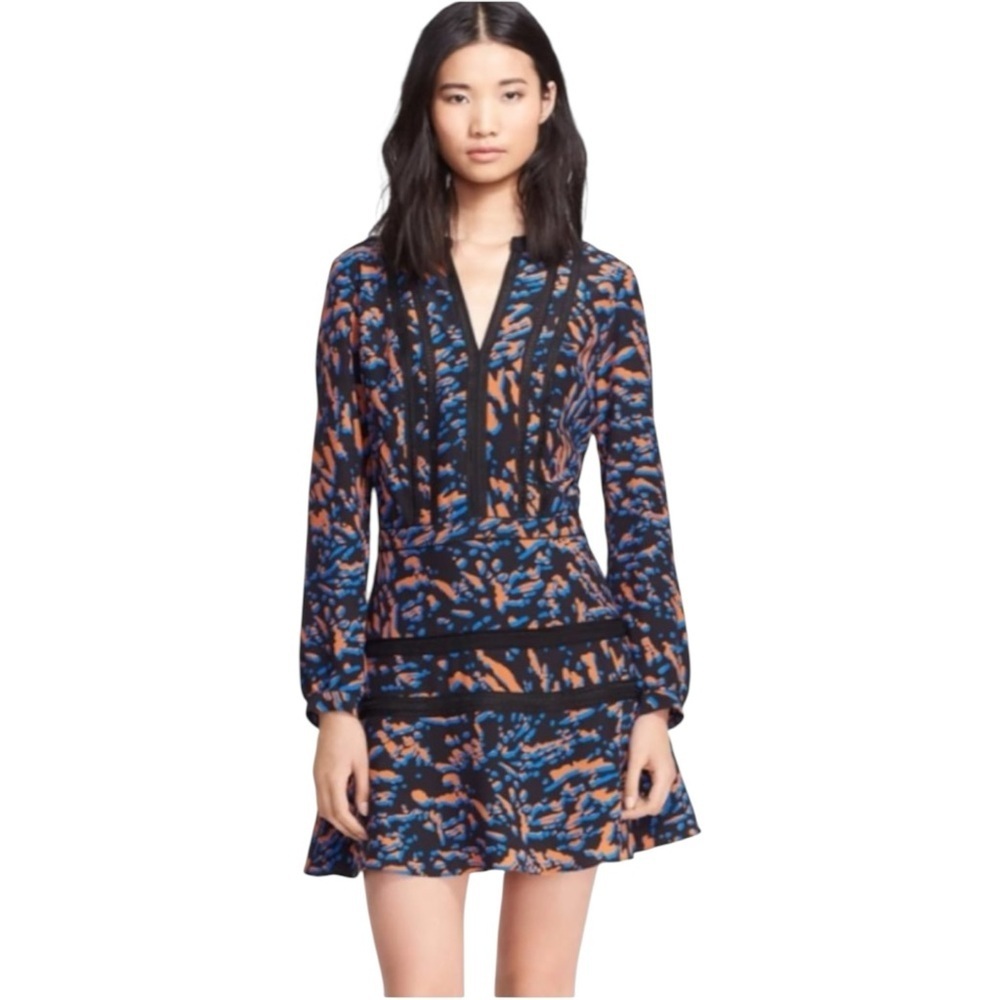 Veronica Beard Silk Long Sleeve Printed Dress size 4